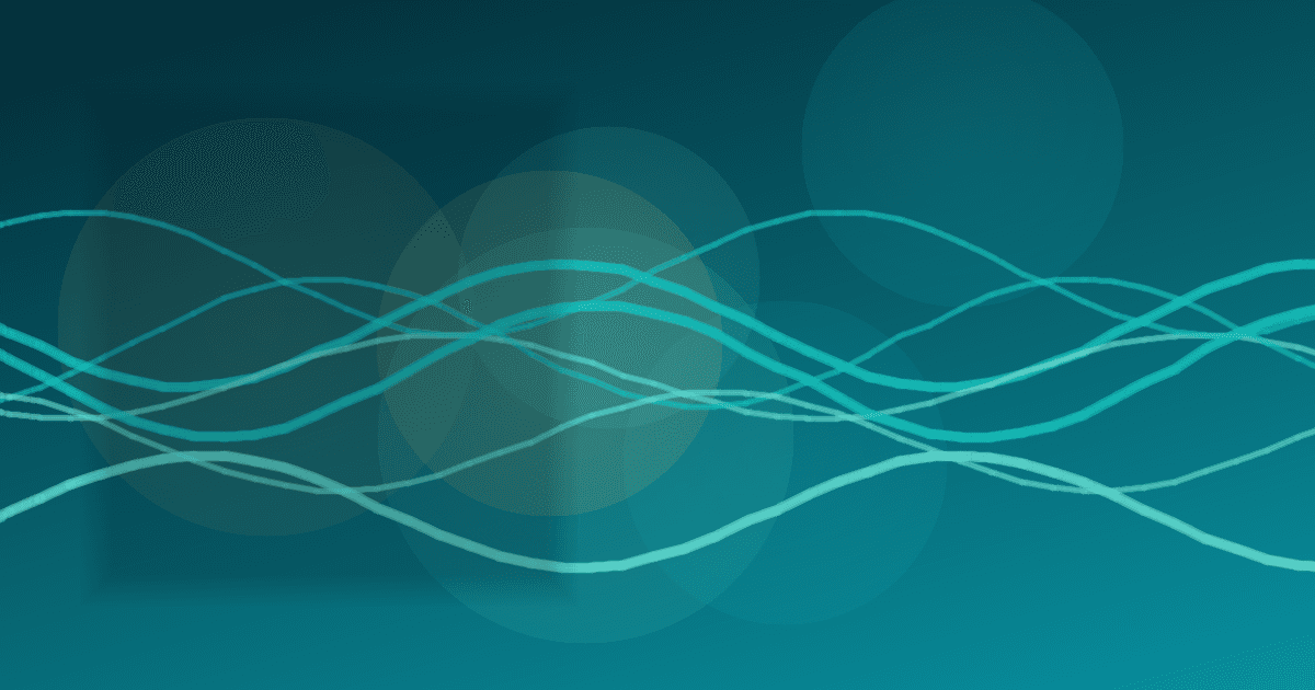 Abstract teal illustration of electric-mobility arcs and option-premium waves, with no logos or data labels.
