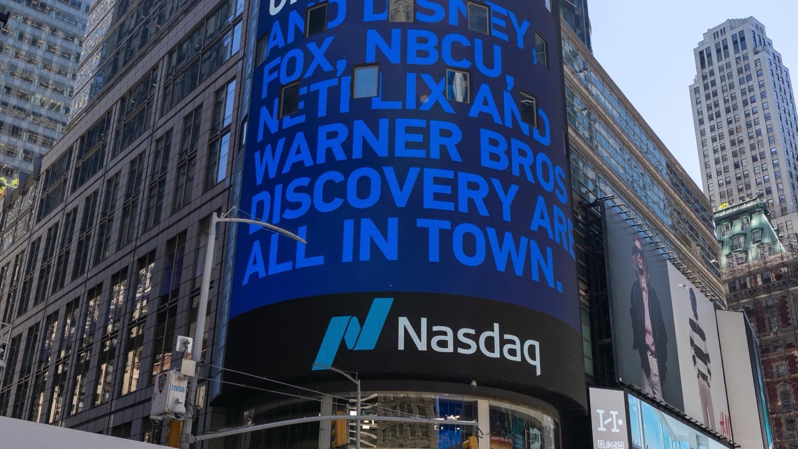 Nasdaq Tower exterior in Times Square, where Robinhood shares trade.