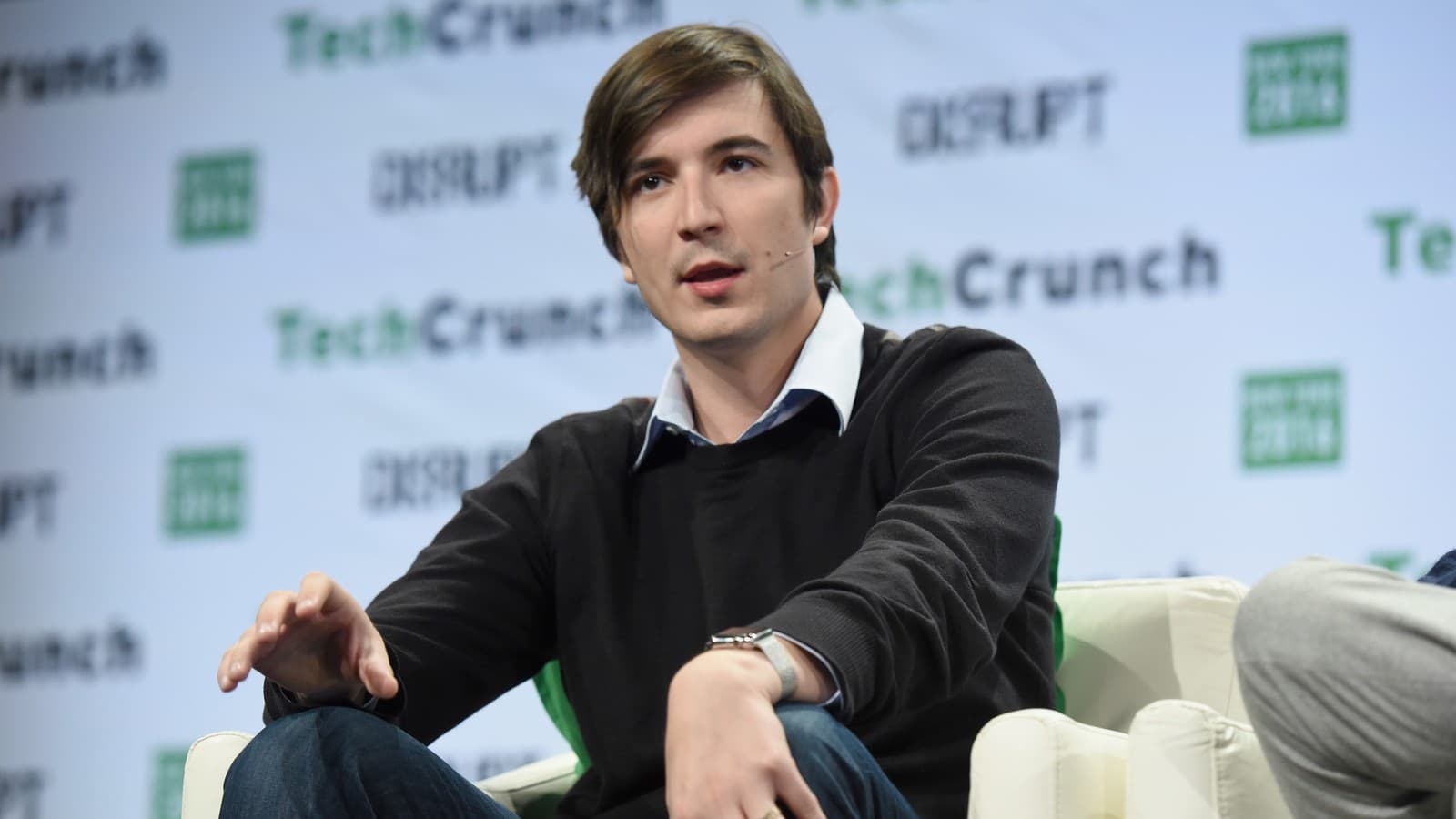 Robinhood co-founder and CEO Vlad Tenev speaking onstage at TechCrunch Disrupt in New York.