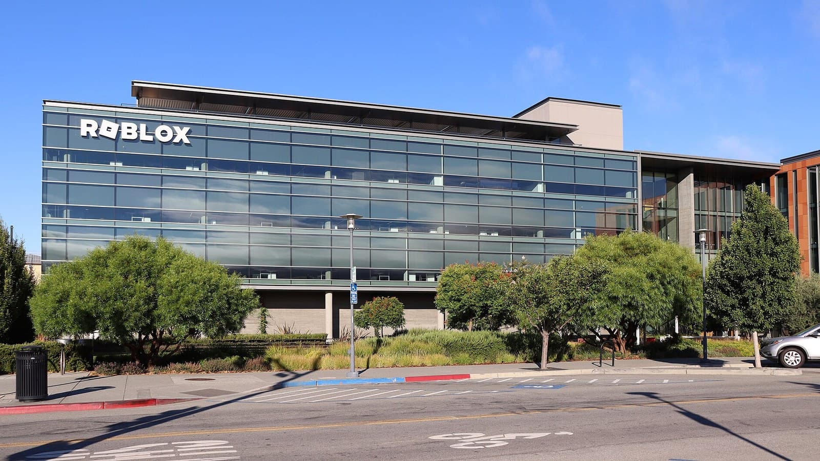 The Roblox headquarters office building at 2850 South Delaware Street in San Mateo, California