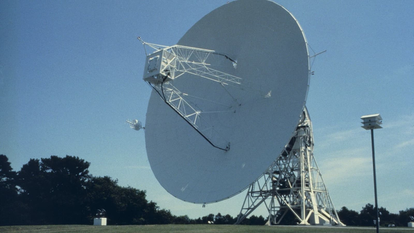 A large parabolic satellite antenna at Wallops Island, Virginia