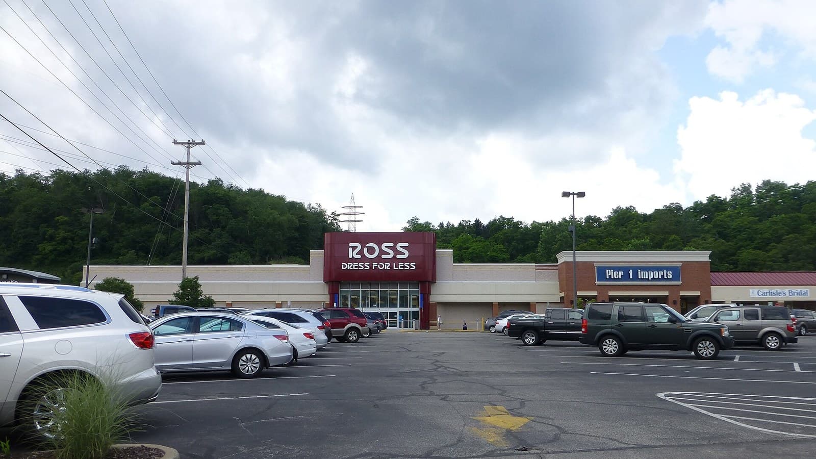 Ross Dress for Less storefront and entrance across a busy Pittsburgh parking lot