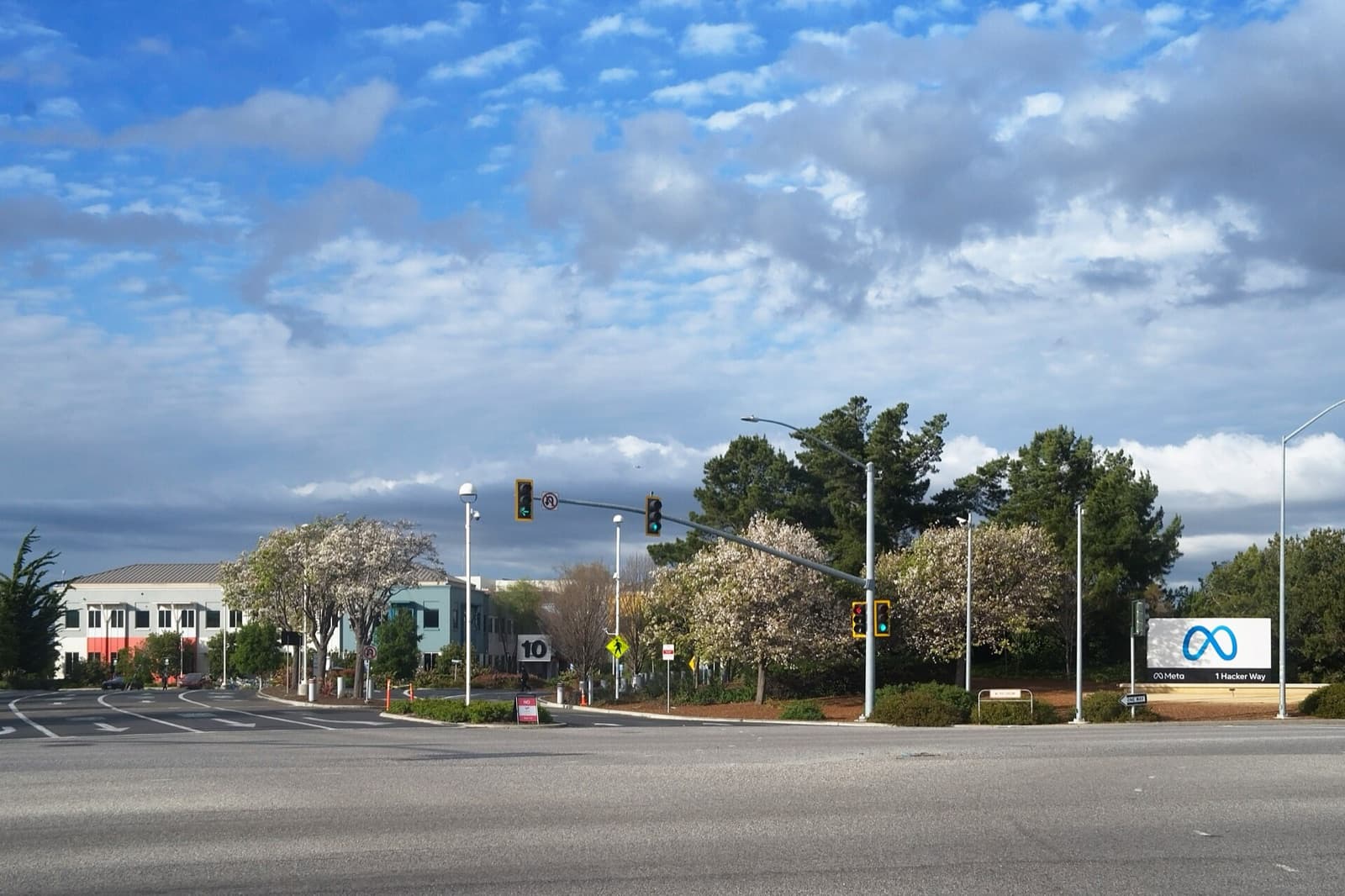 Entrance sign at Meta Platforms headquarters in Menlo Park, California