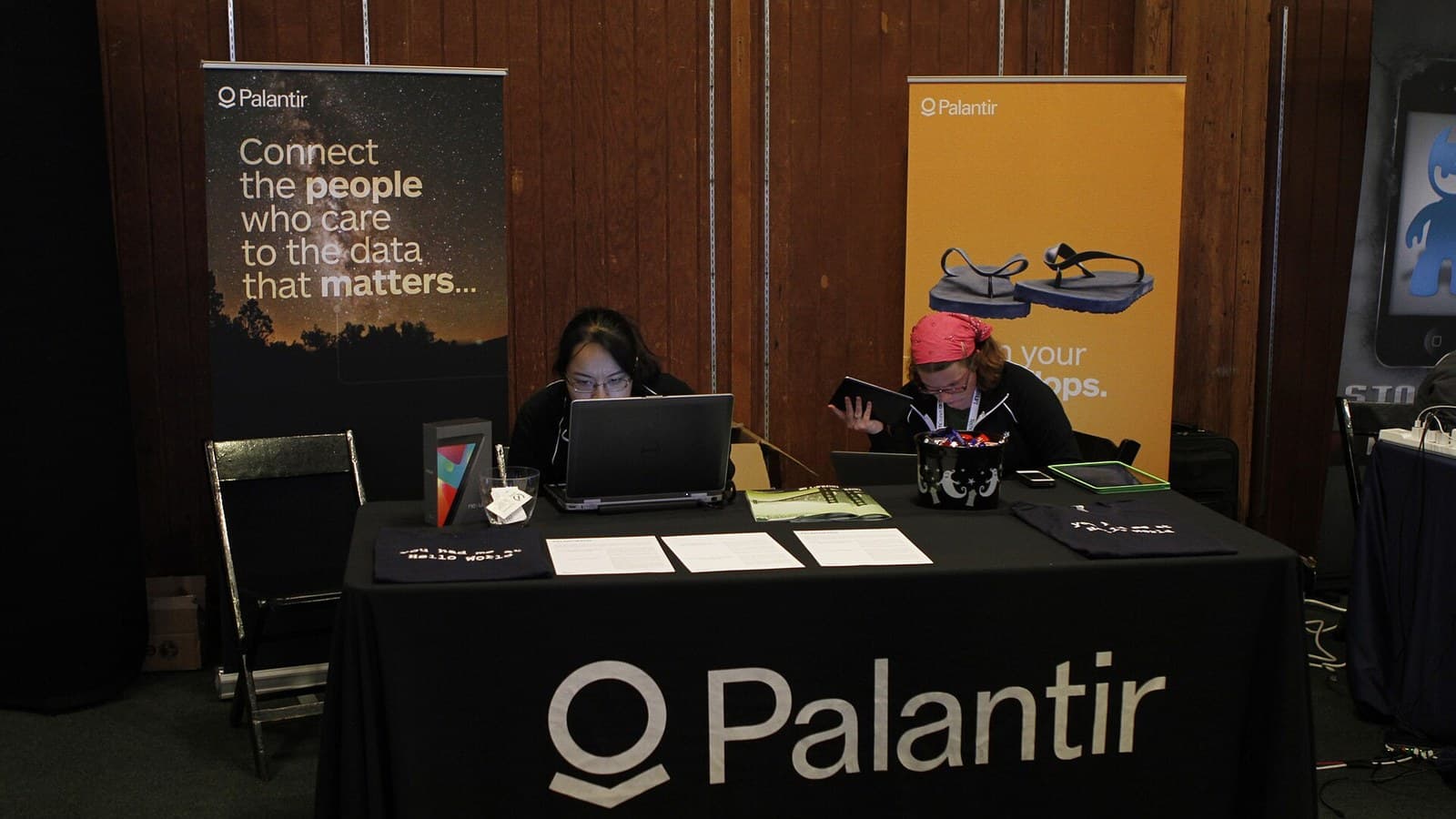 Palantir booth floor and displays at TechCrunch Disrupt SF 2012